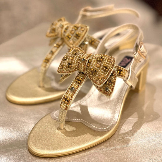 White Bridal Heels Gold Crystals Block Heel Wedding Sandals Embellished  Shoes Ivory Bridal Shoes Women's Weddindg Shoes cindy - Etsy