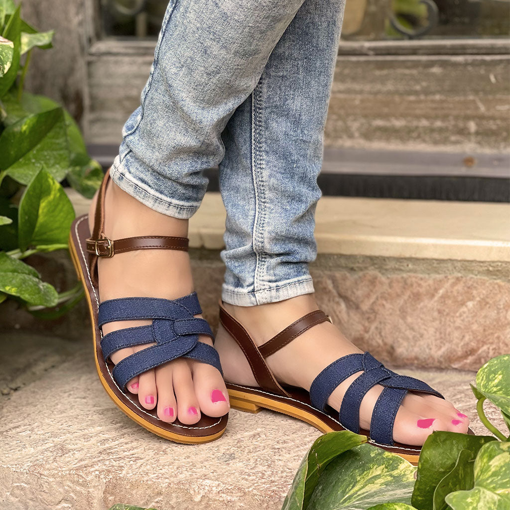 Load image into Gallery viewer, Amber Blue Denim Sandals
