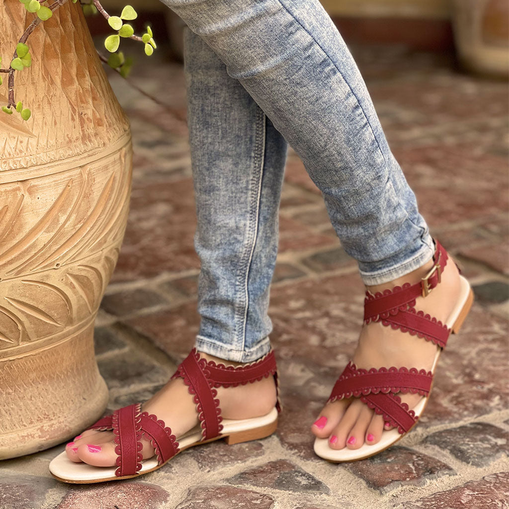 Load image into Gallery viewer, Emilia Gladiator Red Sandals
