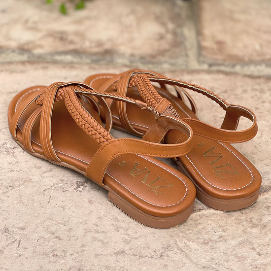 Load image into Gallery viewer, Sasha Braided Brown Sandals
