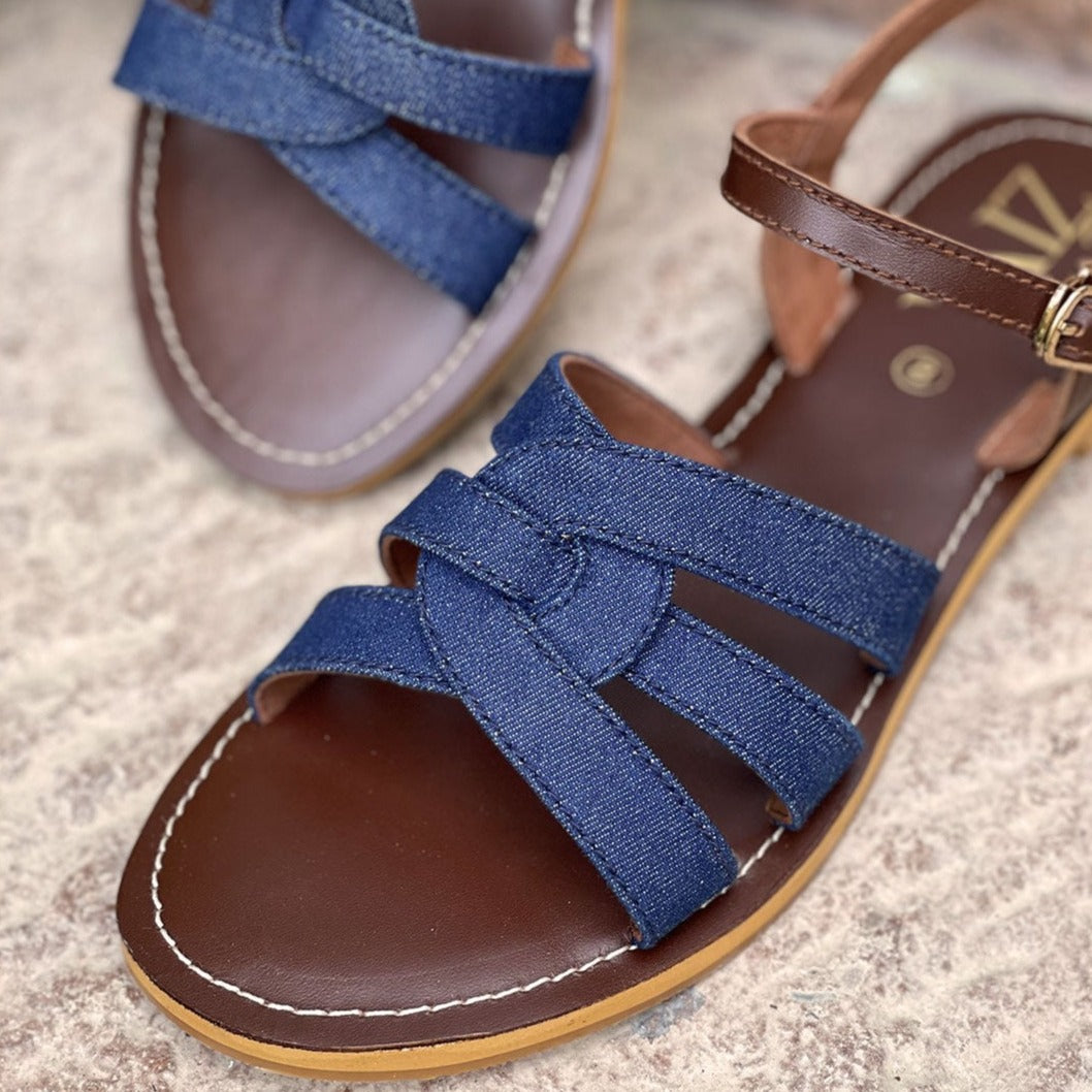 Load image into Gallery viewer, Amber Blue Denim Sandals
