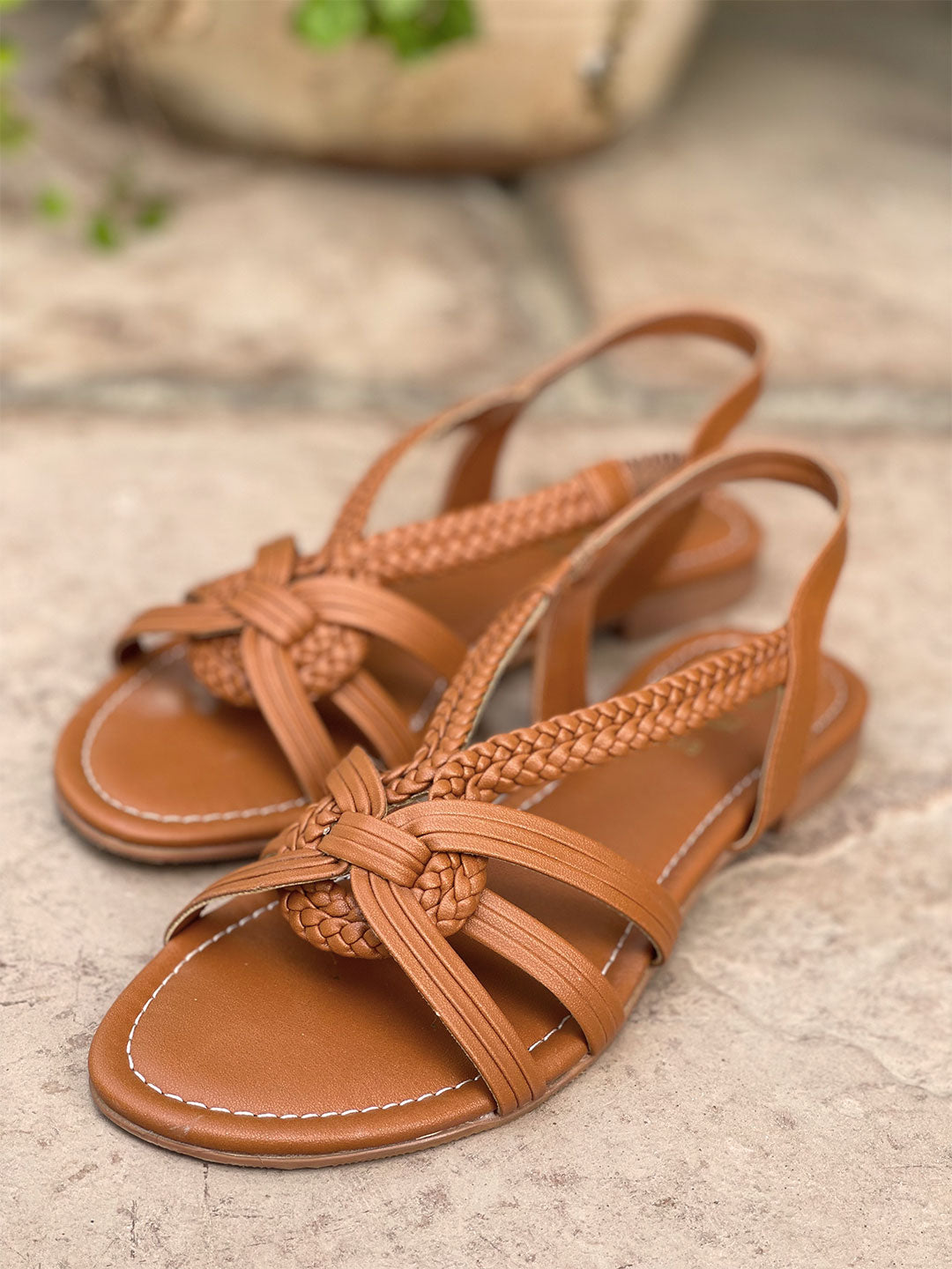 Load image into Gallery viewer, Sasha Braided Brown Sandals
