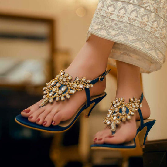 Women's Blue Gold Heels Pumps Fashion Latin/Salsa/Ballroom Dance Shoes  D801009